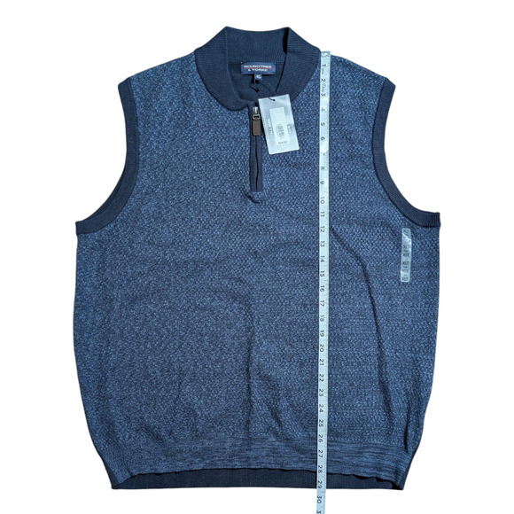 Men's Roundtree & Yorke Big Man Size XL Tall  1/4 Zip Sweater Vest NWT Blue - Picture 2 of 7